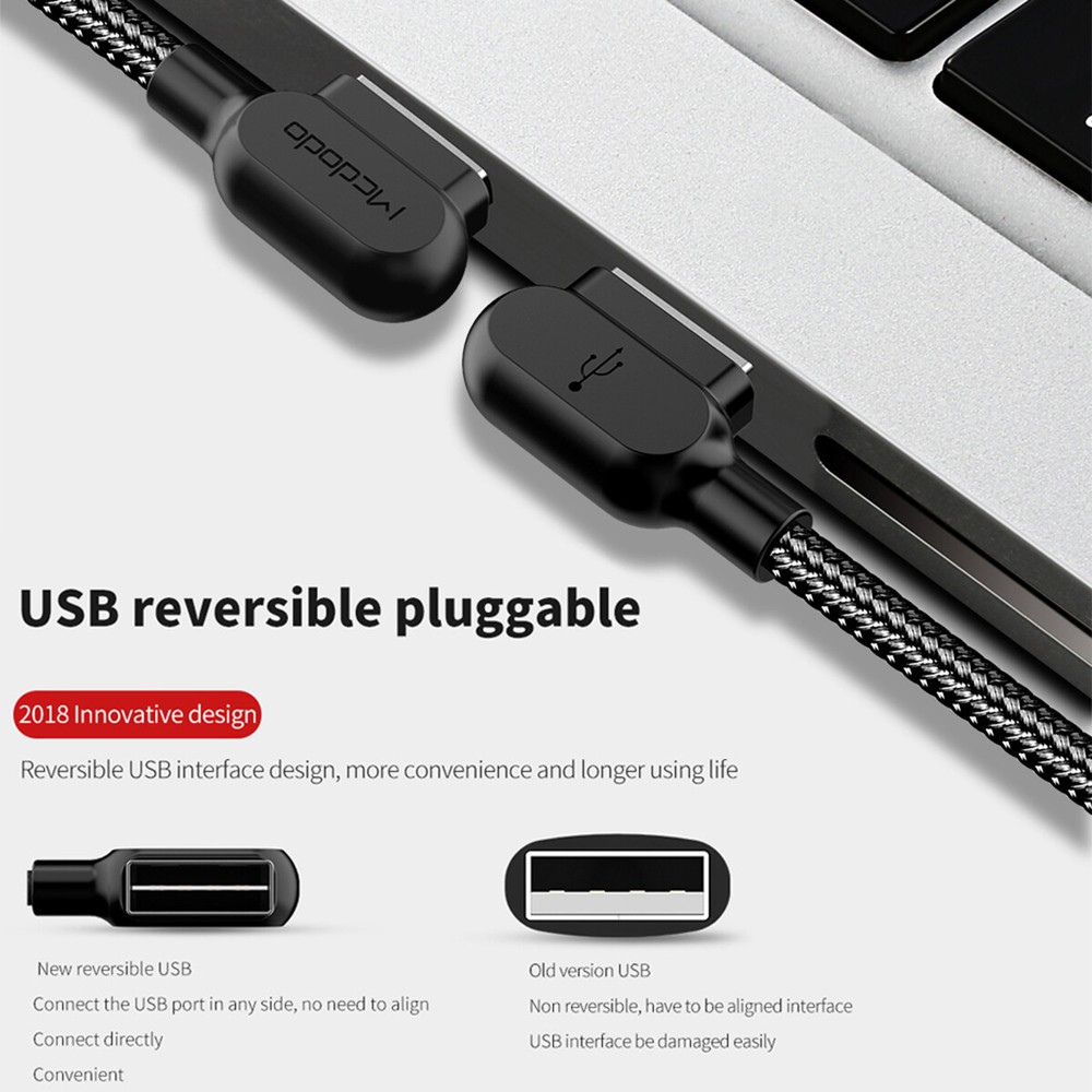 Mcdodo USB Type-C Charger Cable Fast Charging 90 Degree Right Angle Data Cord
