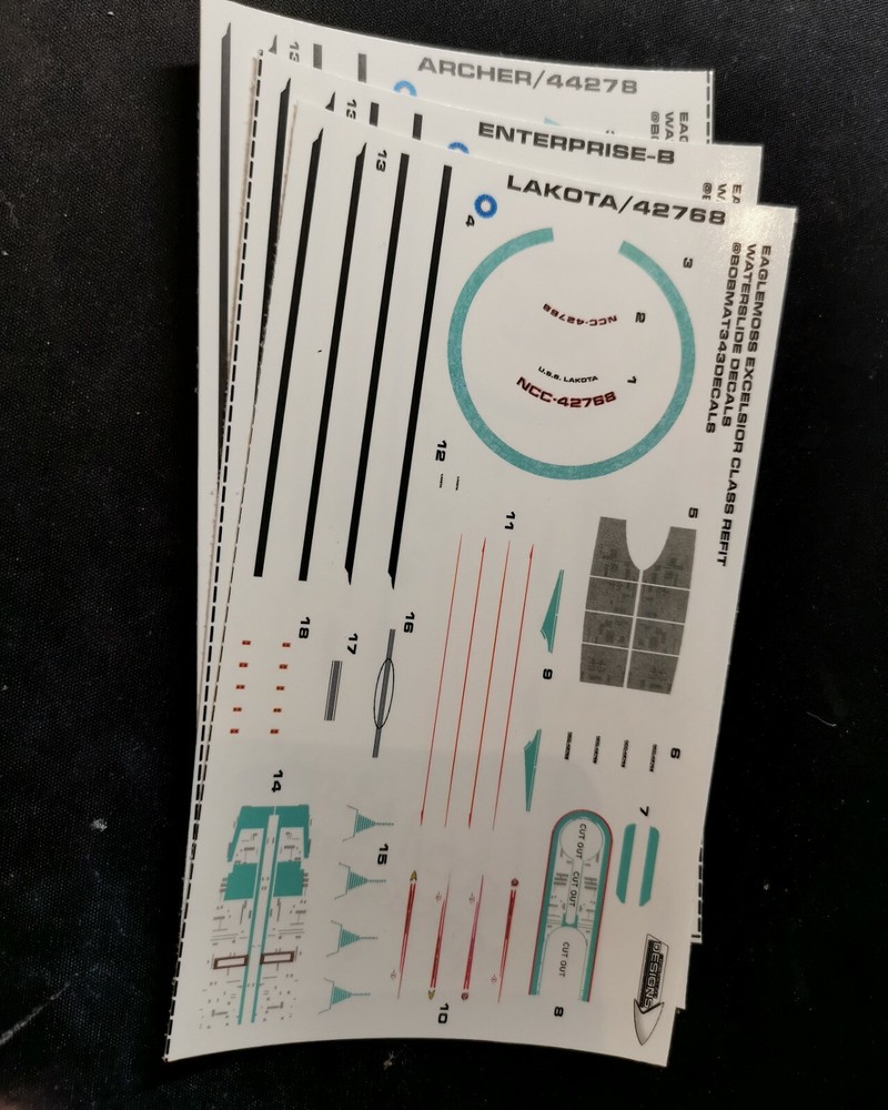 Star Trek Starships EAGLEMOSS EXCELSIOR CLASS REFIT DECALS - DECALS ONLY