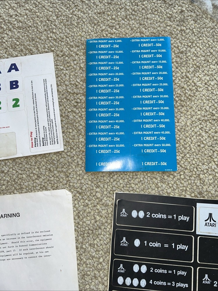 Original ATARI Decals Paperwork Maintenance Service Manual Arcade Video Game