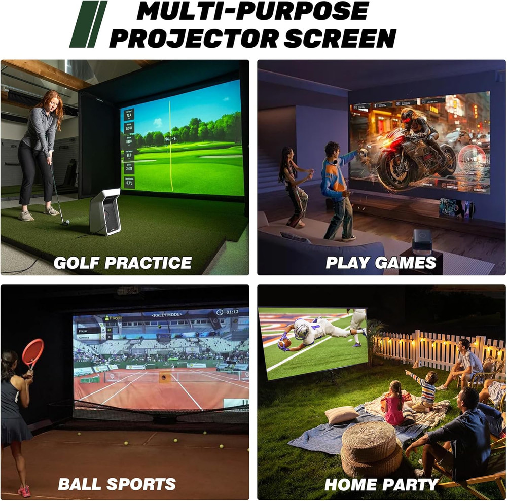 Gray Fireproof Golf Simulator Impact Screen, 3D Air Mesh Impact Screen for Golfs