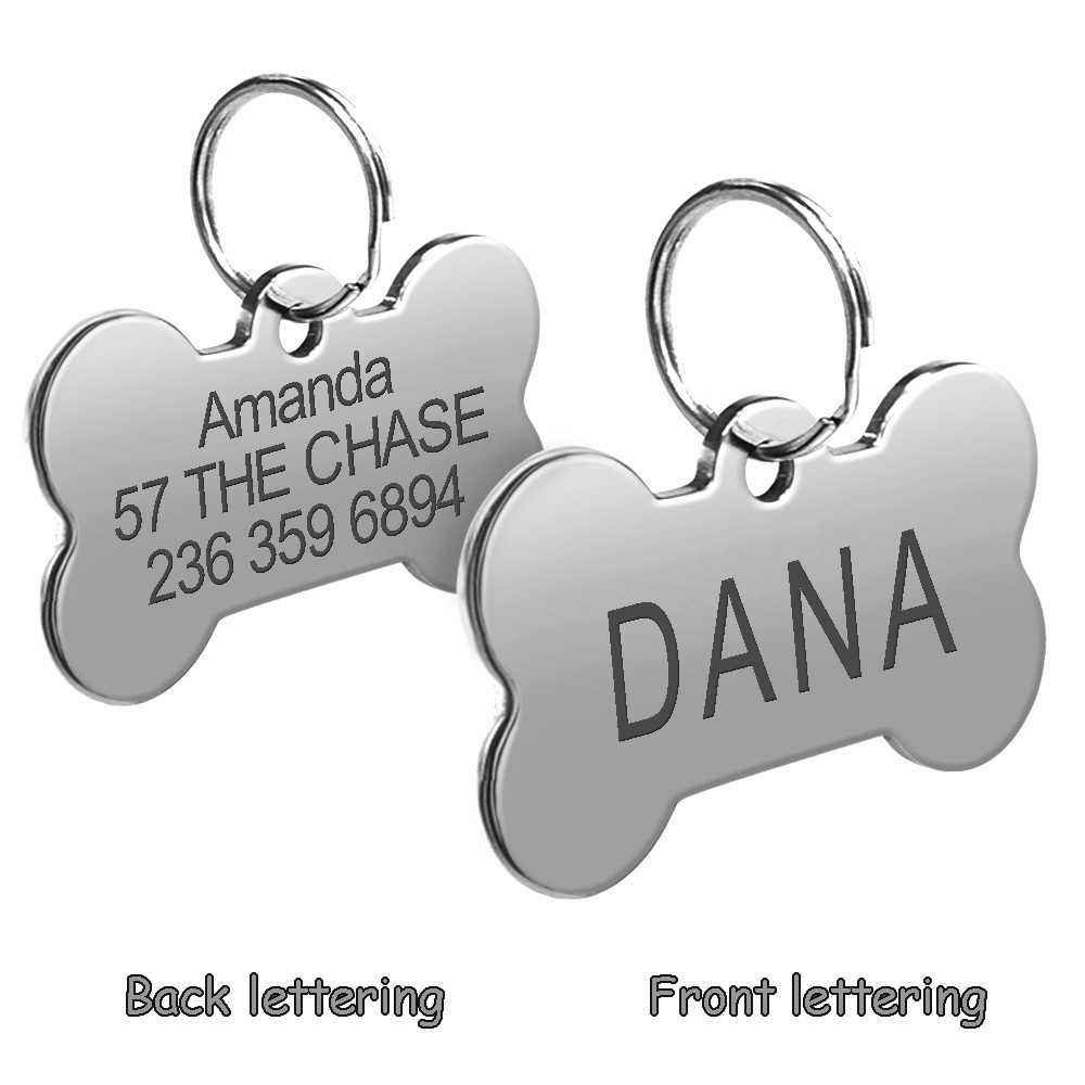 Personalized Bone Shaped Dog Tag Anti-lost Custom Engraved Id Tags Double Sided