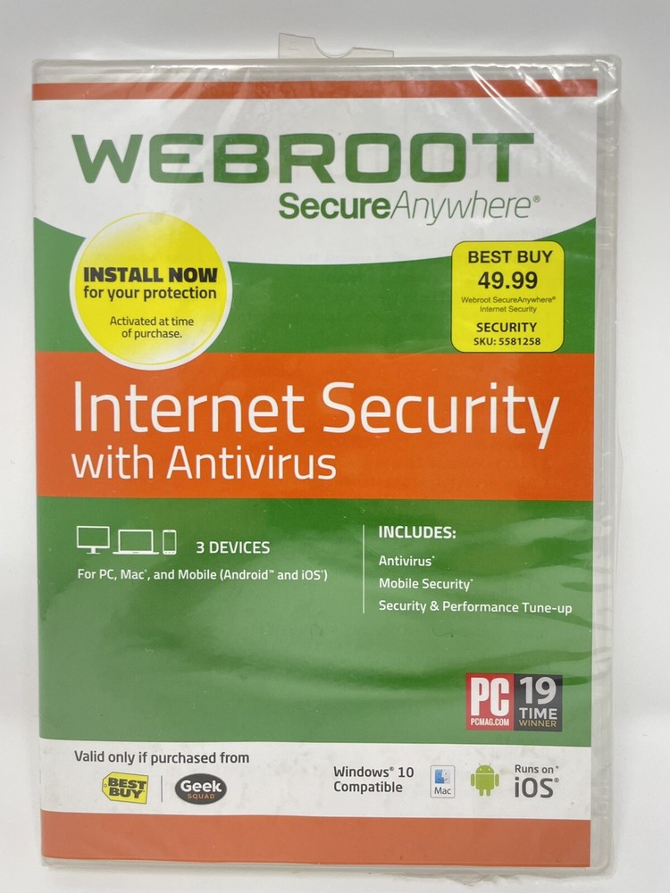 Webroot SecureAnywhere Internet Security Windows 10 ■ 3 Devices ■ BRAND NEW!