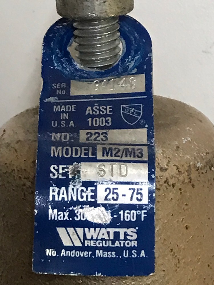 WATTS PRESSURE REGULATOR MODEL M2/M3 223 1" STD 25-75 PSI