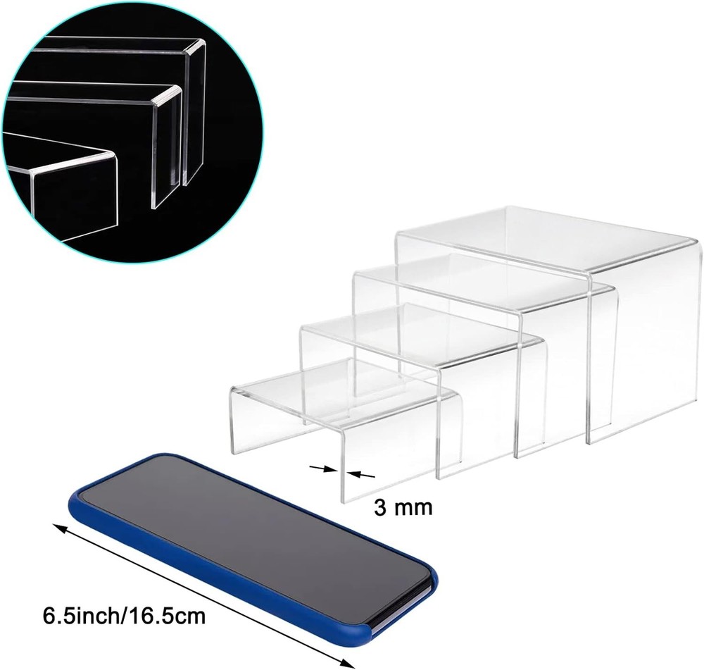 Multi-Purpose Acrylic Display Risers - 8-Pcs in Multiple Sizes for Home & Events
