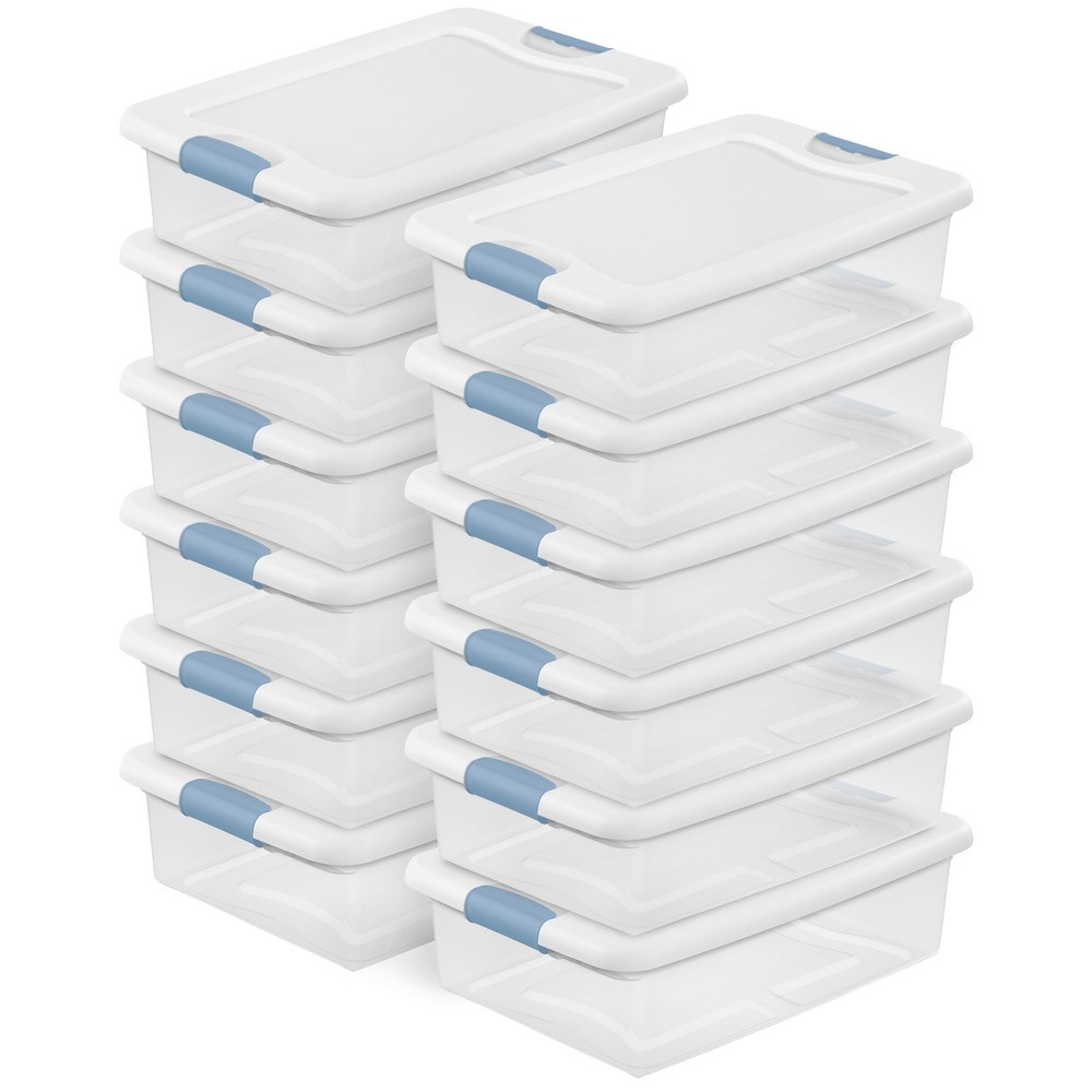 Sterilite 32 Qt Plastic Clear Stackable Latching Storage Box Container (12 Pack)