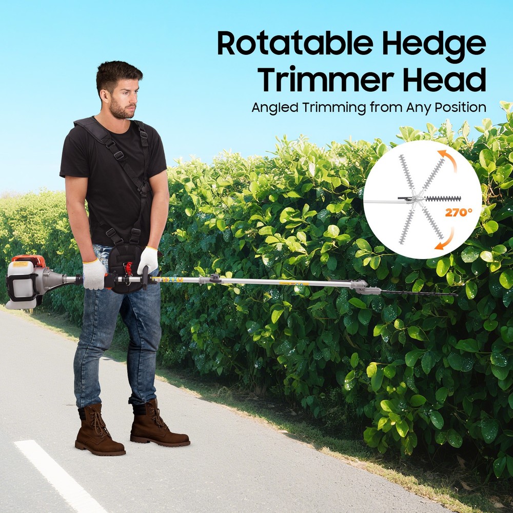 5-in-1 Gas Hedge Trimmer Tool, 52CC 2-Stroke Multi-Functional String Trimmer