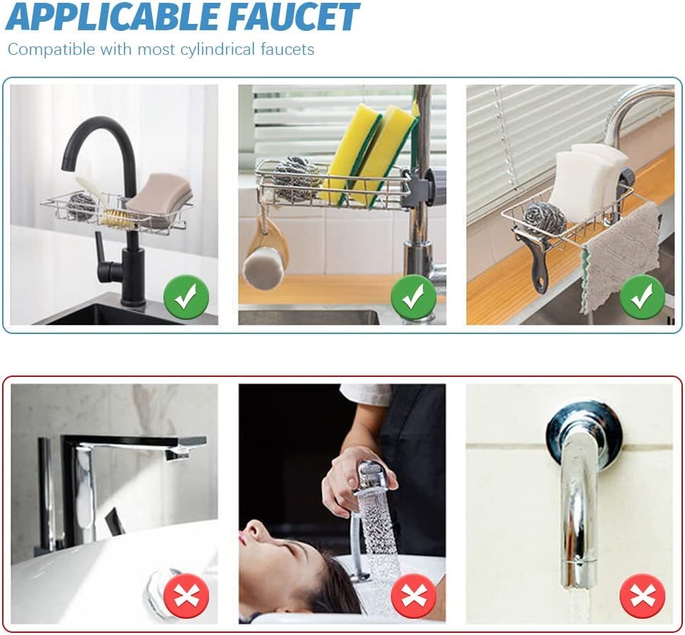 2Pcs Drain Rack Storage Holder for Shelf-Kitchen Sink Faucet Sponge Soap Cloth