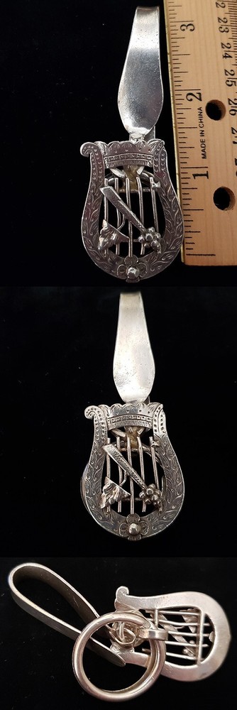 Big & Heavy Vintage Sterling Silver Hand Engraved Keychain cf29