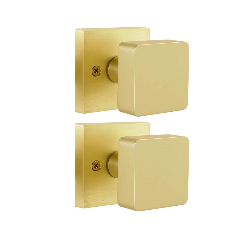 2 Pack Gold Dummy Door Knob, Brushed Gold Door Knobs Interior for Closet, Hea...