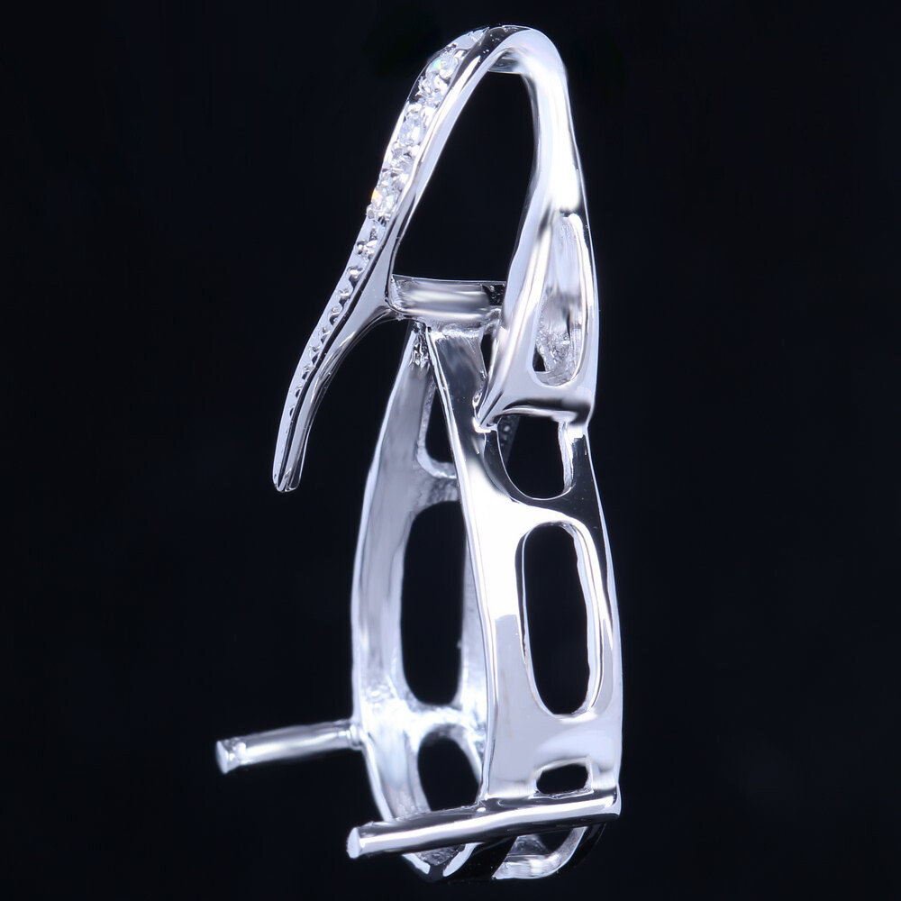 Solid 10K White Gold Natural Diamond Pendant 12x16mm Pear Cut Semi Mount Setting