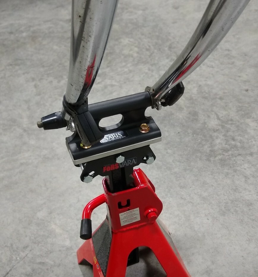 Bicycle indoor trainer fork mount adapter, support for Delta, Zwift Ride