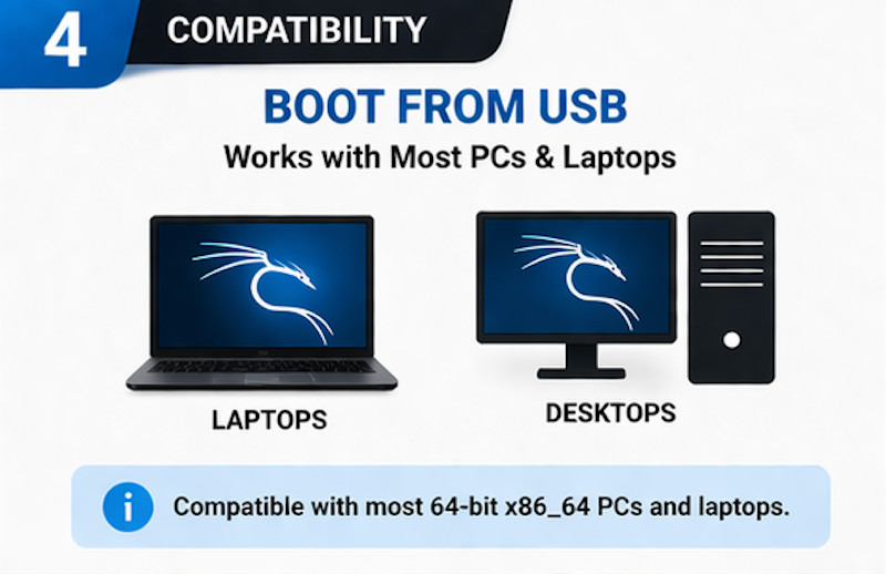 Kali Linux Bootable USB 64bit Live Installer Latest Version UEFI Legacy PC FAST