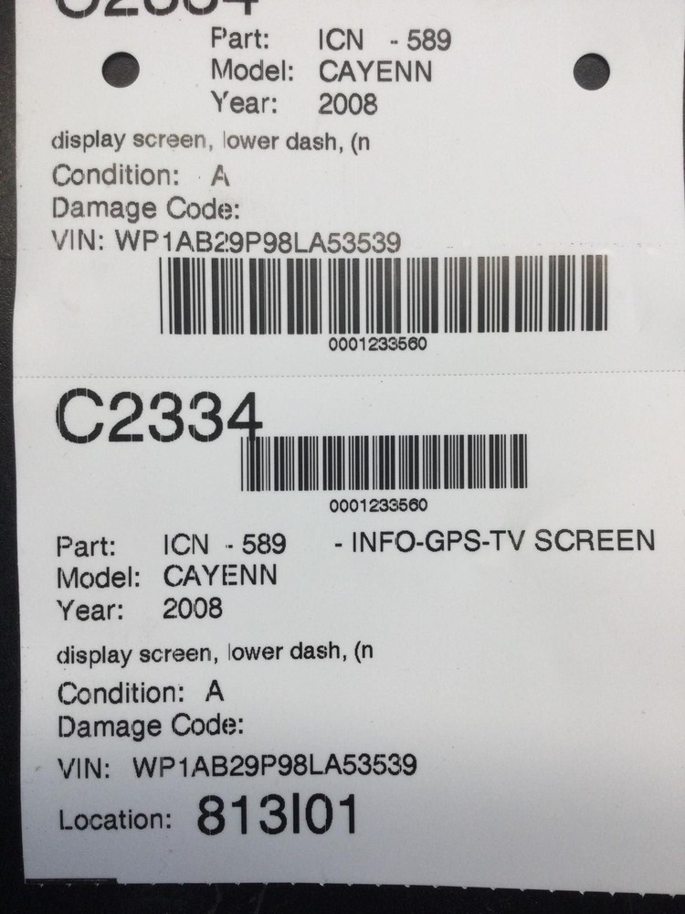 06 08 PORSCHE CAYENNE display screen lower dash navigation 95564297000