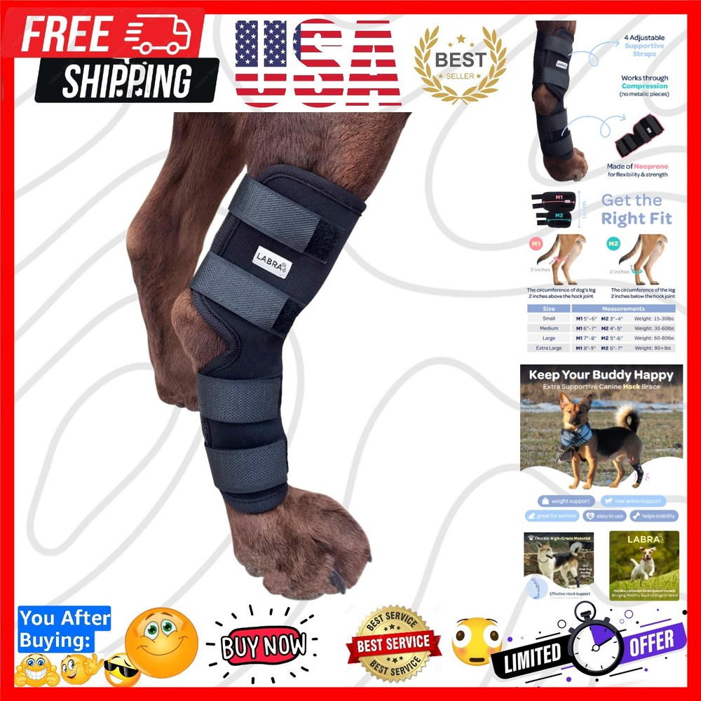 Dog Rear Leg Hock Joint Compression Wrap - Supportive Brace for Weak Back Leg...