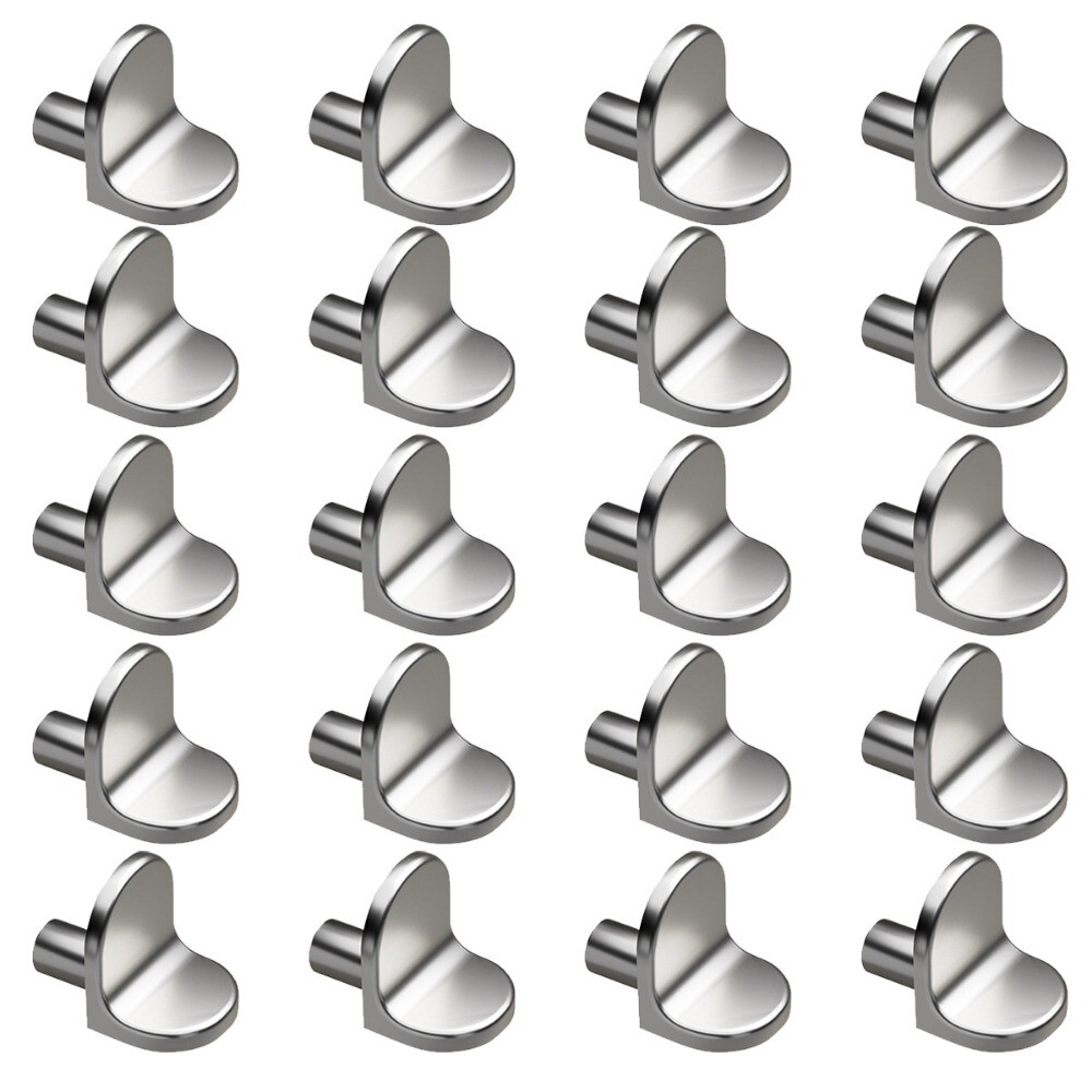 20pcs 5mm Solid Metal Laminate Support Hooks Pins for Bookcases Closets Silver