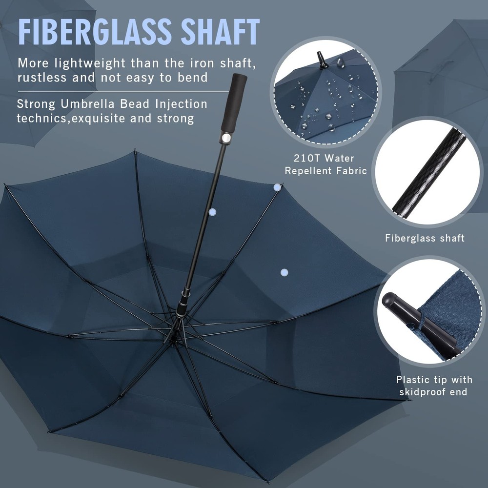 Golf Umbrella Large Windproof Double Canopy Auto Open