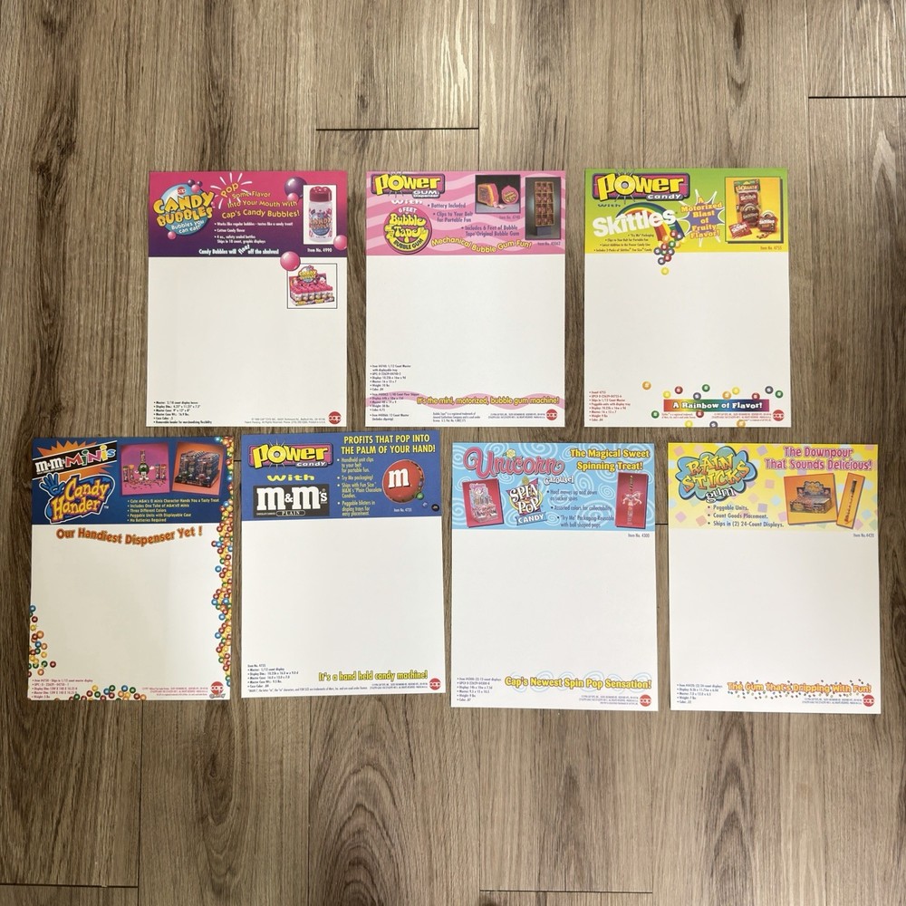1996 Cap Candy Sales Sheets Catalog Lot Pop Store Display Retail Folder