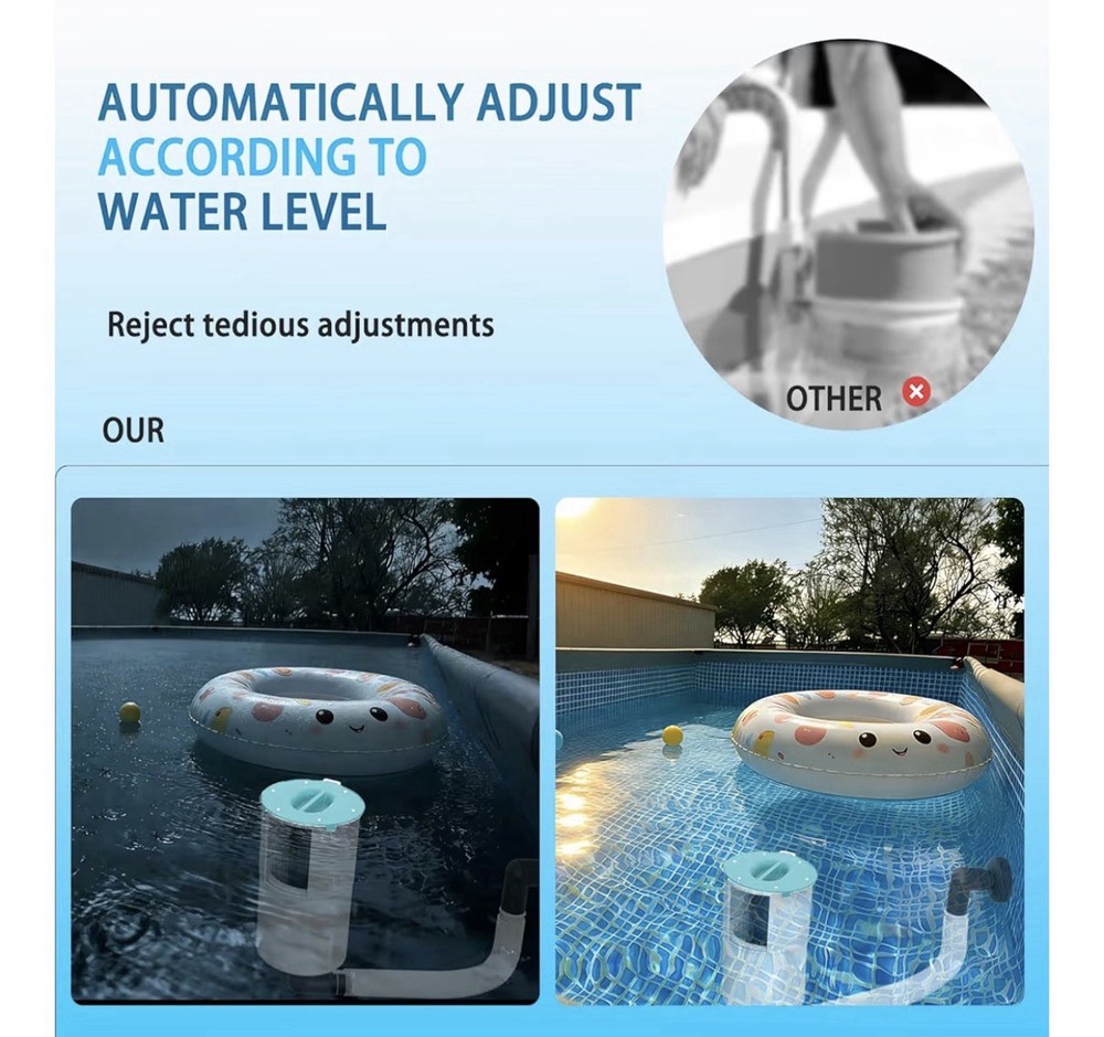 Surface Float Skimmer Upgrade No Installation Required Or Bracket + Filter Socks