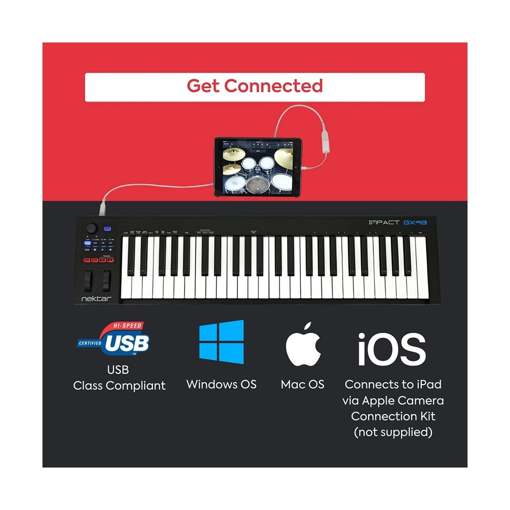 Nektar Impact GX49 | USB MIDI Controller Keyboard with Nektar DAW Integration...
