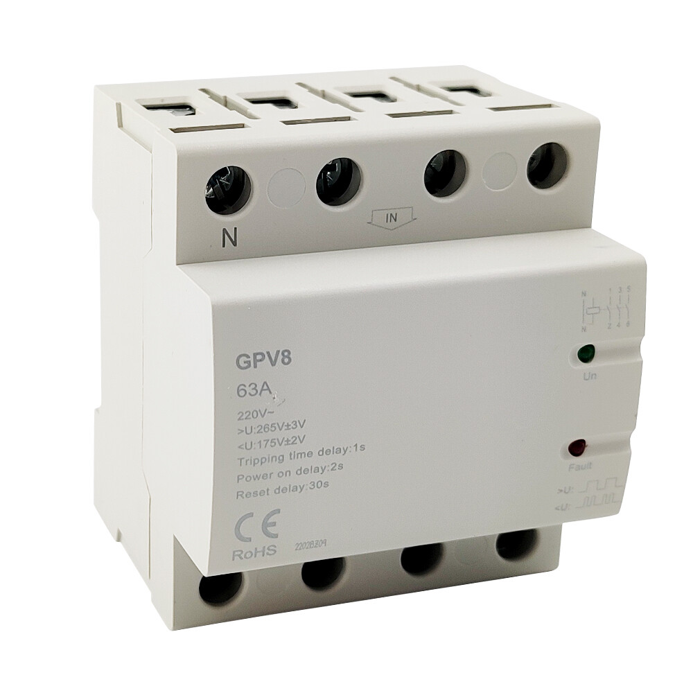 63A 4P 220VAC Voltage Protector self Reconnect Over and Under Voltage Protector