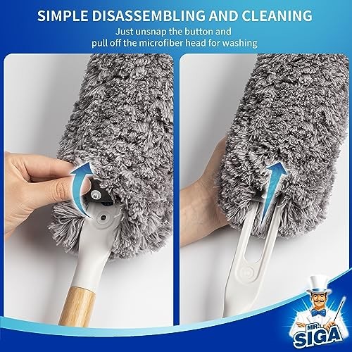 Lint Free Microfiber Duster, Washable and Reusable Duster with Bamboo Handle