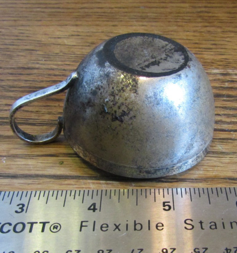Vintage Silverplate Libation Cup India? 2.5" across odd marks on bottom