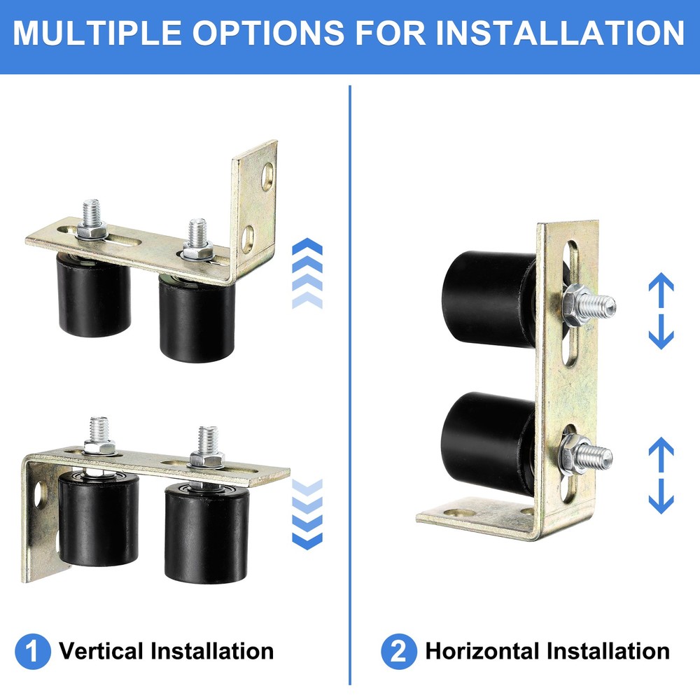 2Pcs Slide Gate Guide Roller 2" Nylon Gate Support Rollers with Bracket, Black