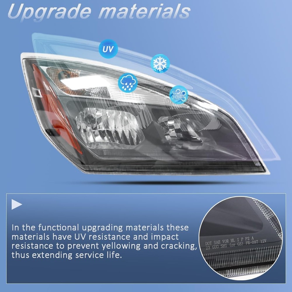 Left Halogen Headlights Fit for Freightliner Cascadia 2018-2024,Replacement Head