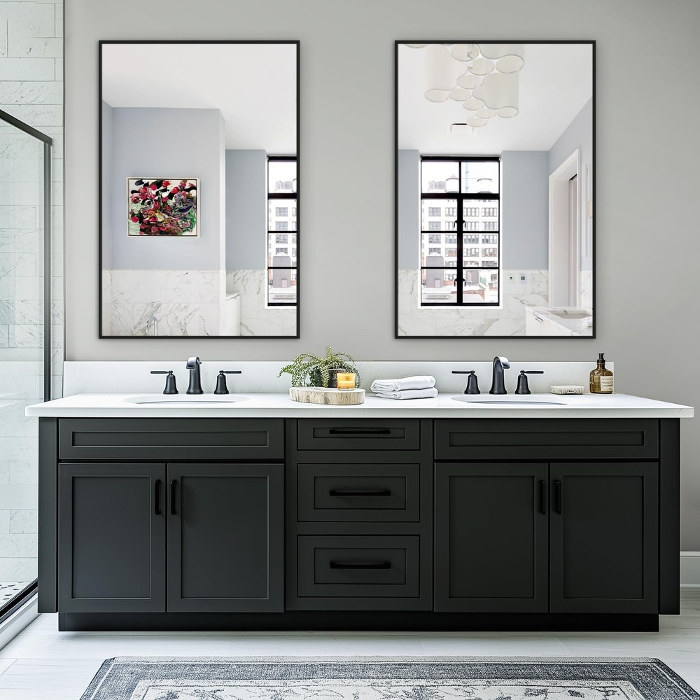 Bathroom Vanity Mirror for Wall, 2 Pack 36" x 24" Metal Framed Rectangular Ba...