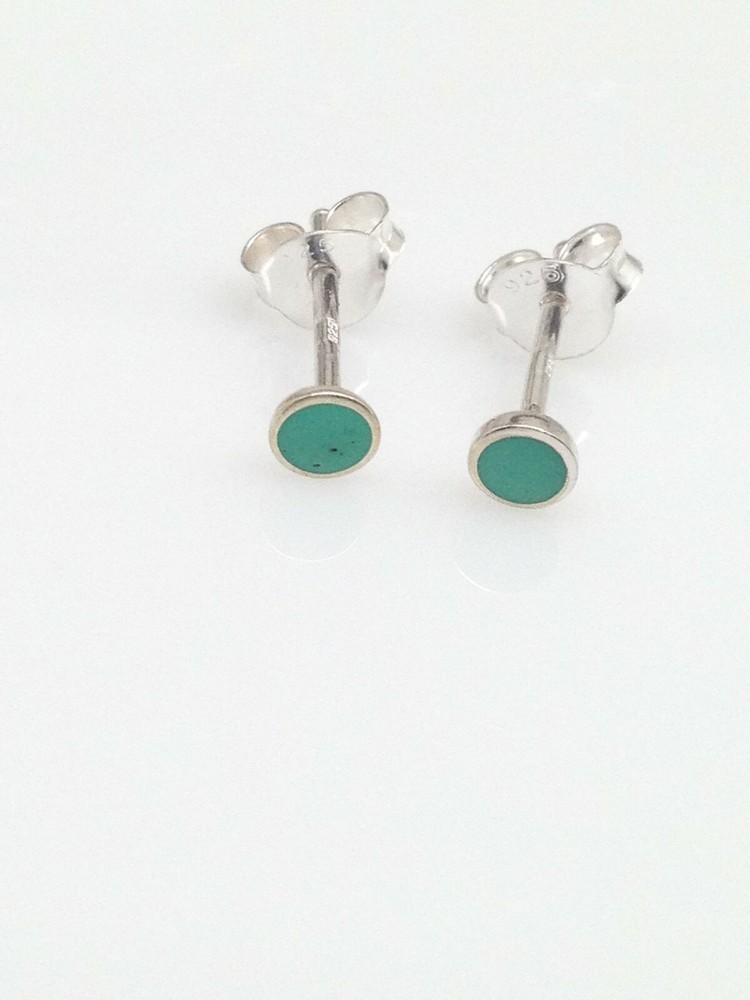 925 Sterling Silver Round Turquoise Stud Earrings Tiny Post Stud 3mm