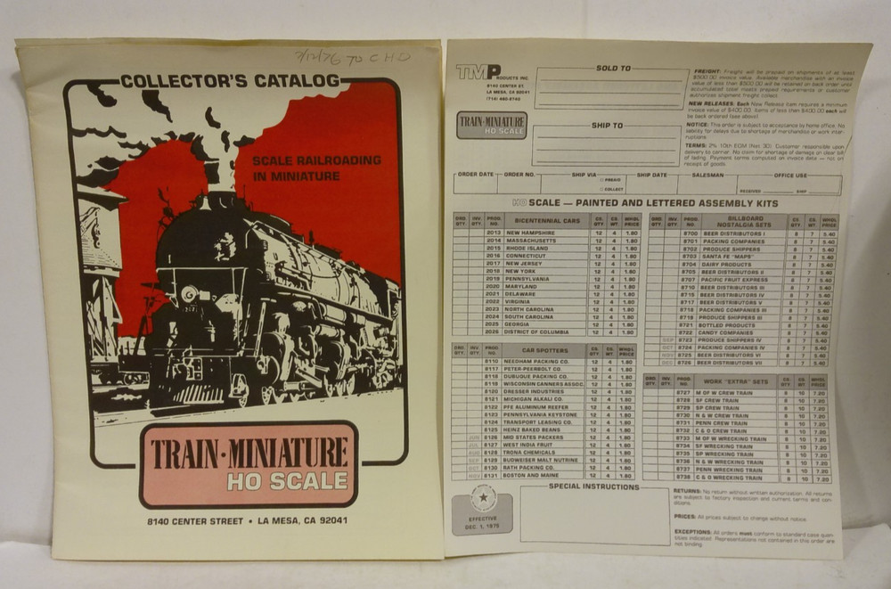 TMP Train Miniature HO Scale 1975 Collector's Catalog