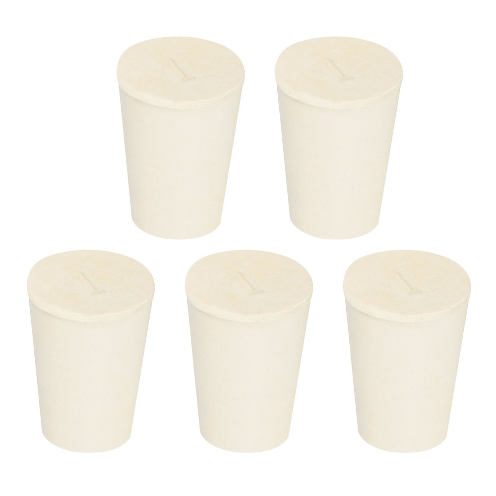 5 Pack Solid Rubber Stoppers 1# Tapered Lab Seal Plug Test Tube Bungs, White