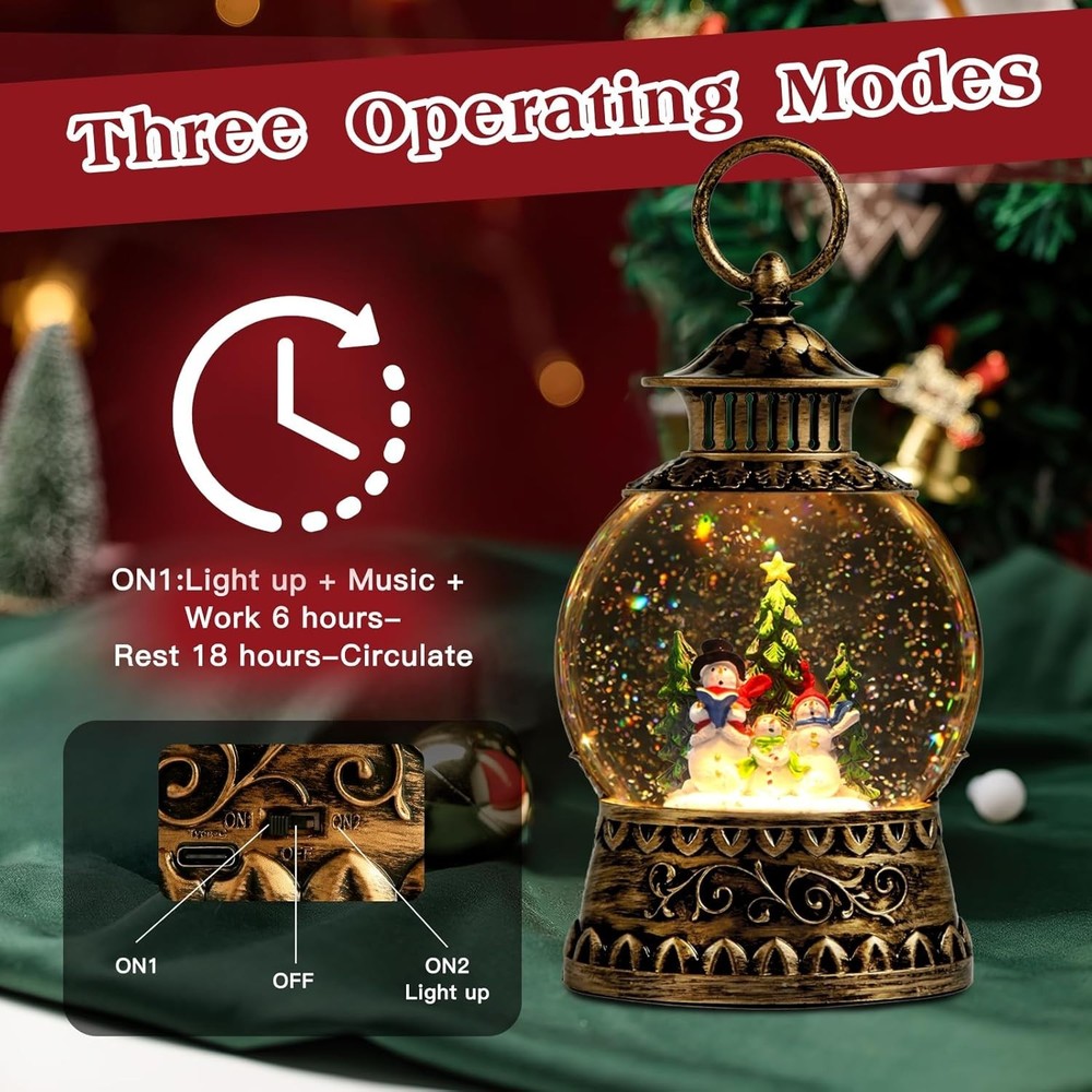 Charming Musical Snowman Snow Globe with Automatic Timer: Perfect Holiday Gift