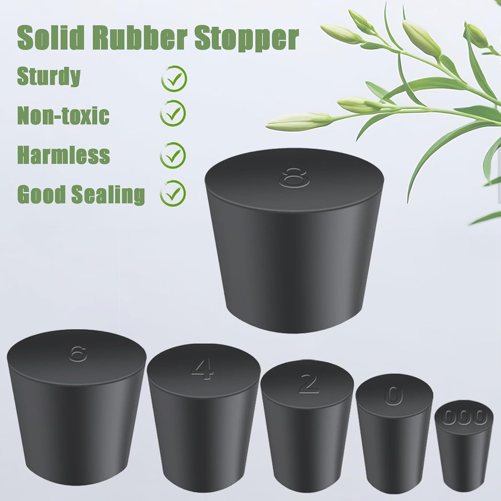 Solid Rubber Stopper,18 pcs Black Rubber Corks Plugs Odor Control Pipe Tank B...