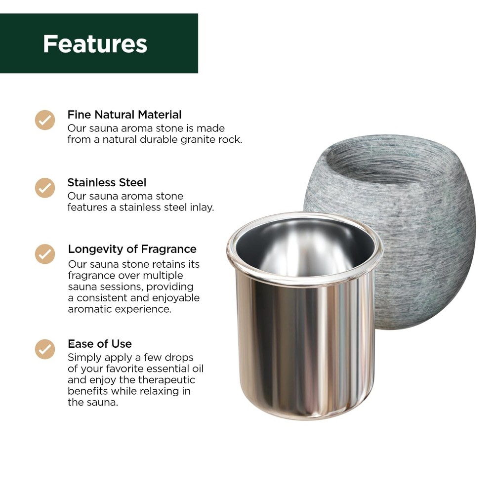 - Sauna Aromatherapy Stone Cup - Essential Oil Diffuser - Natural Rock with S...