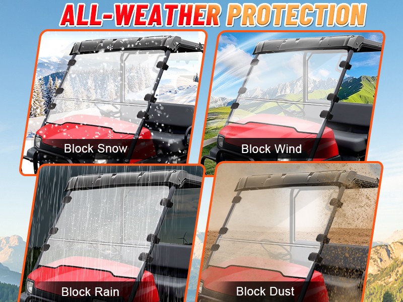 FOR KAWASAKI MULE 3000 MULE 3010 FOLDING WINDSHIELD PC CLEAR FRONT WINDSCREEN