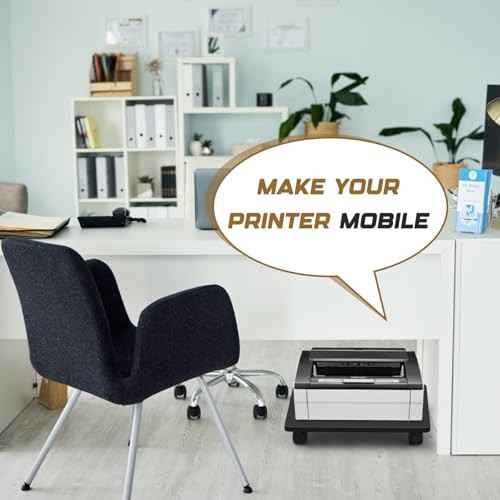 Pcs Office Under Desk Printer Stand with 4 Caster Wheels Movable 2 Black