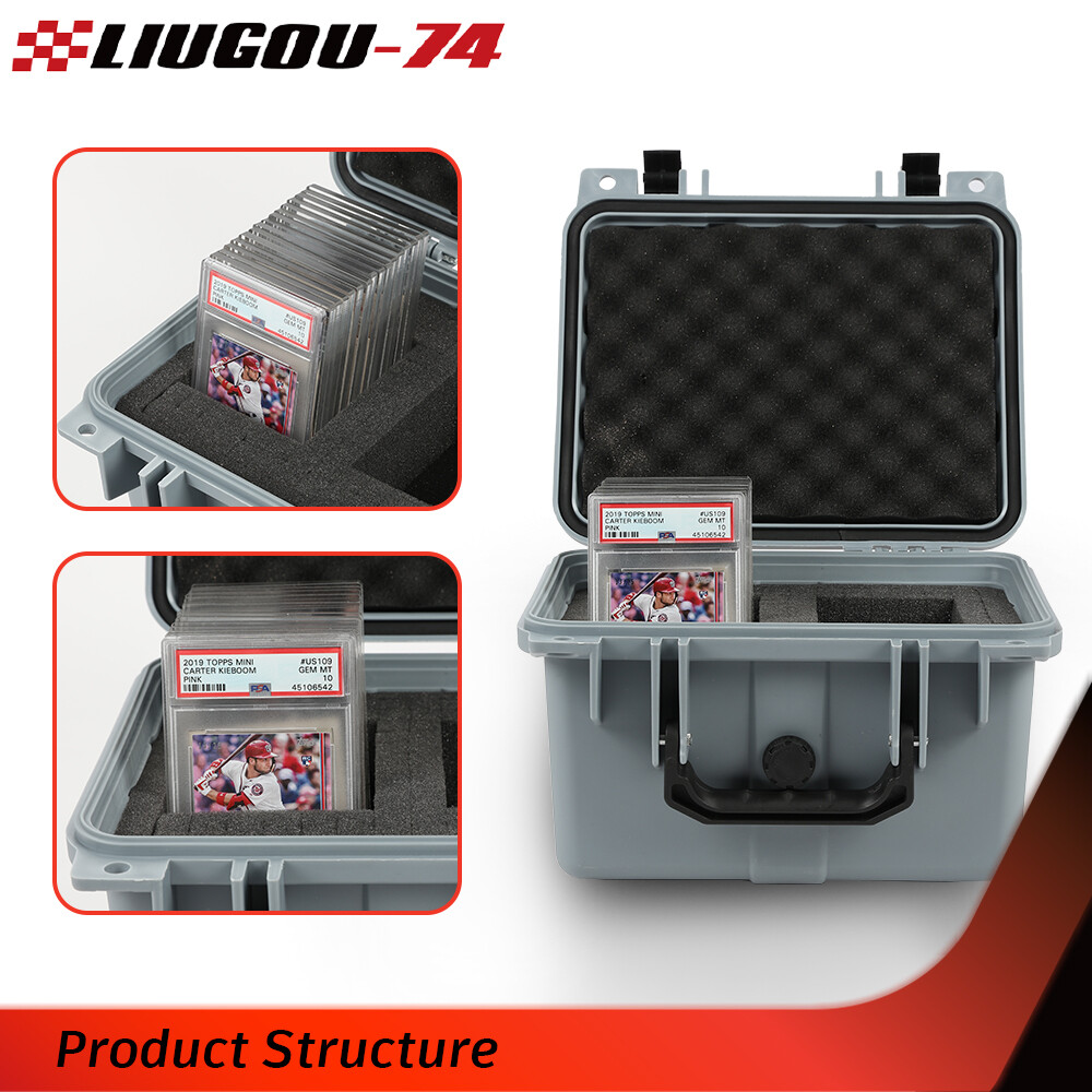 Gray Graded Card Storage Box Deep Travel Size Waterproof Case Slab Protector