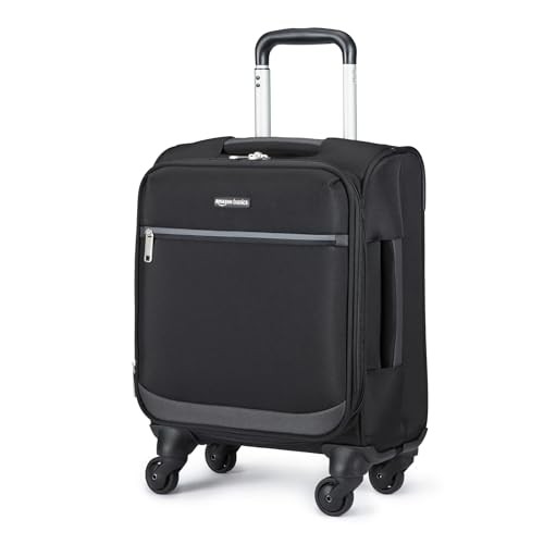 AMAZON BASICS LUGGAGE 18" SMALL CARRY-ON SOFTSIDE SUITCASE WITH WHEELS - BLACK