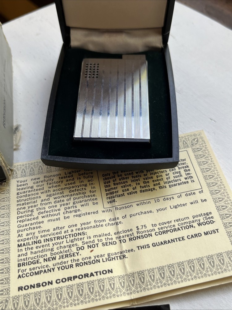 RONSON VARATRONIC Piezo-Electric Silver Engine Turned Lighter Made W. Germany