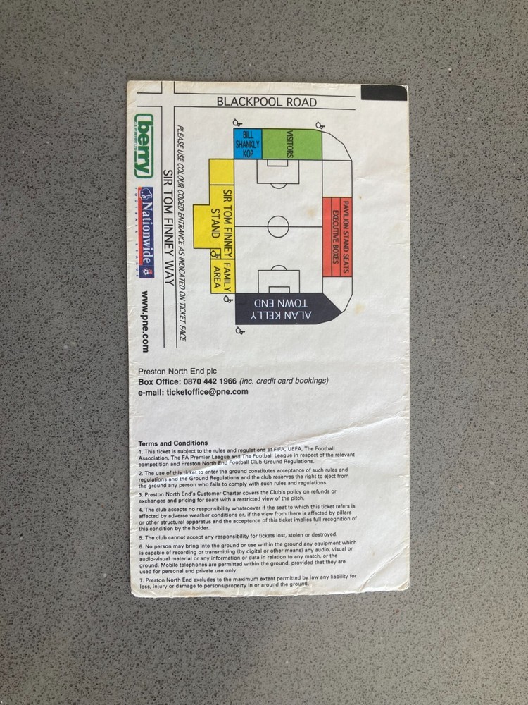 Preston North End v Burnley 2003-04 Match Ticket