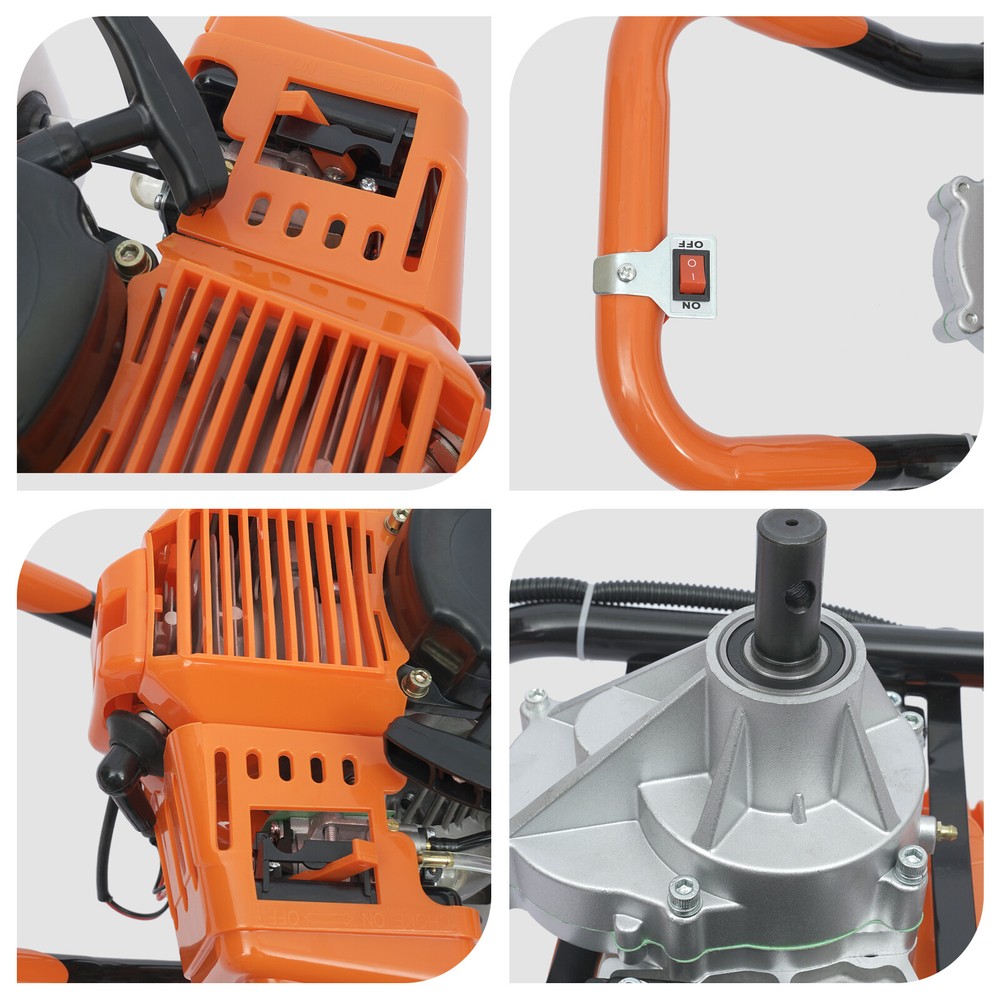 52CC 2.4HP 2 Stroke Post Hole Digger Earth Auger Digging Machine w/ 3x Drill Bit