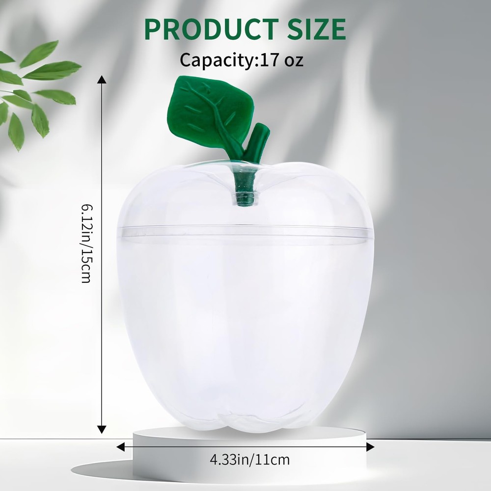 Apple Shaped Jar, Candy Storage, Teacher Appreciation Gift, Clear