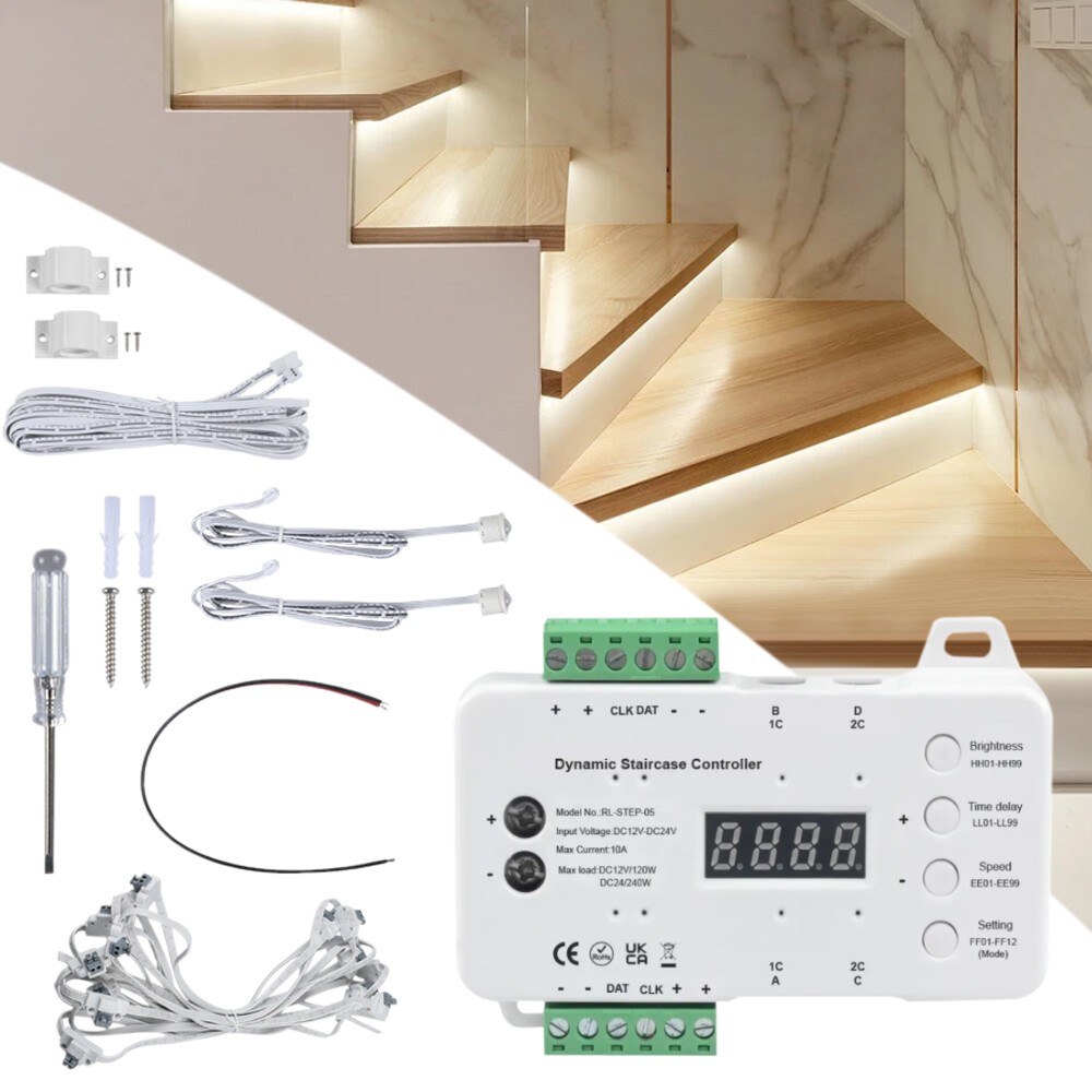 Stair lighting LED motion detector stairs steps PIR transformer sensor strips