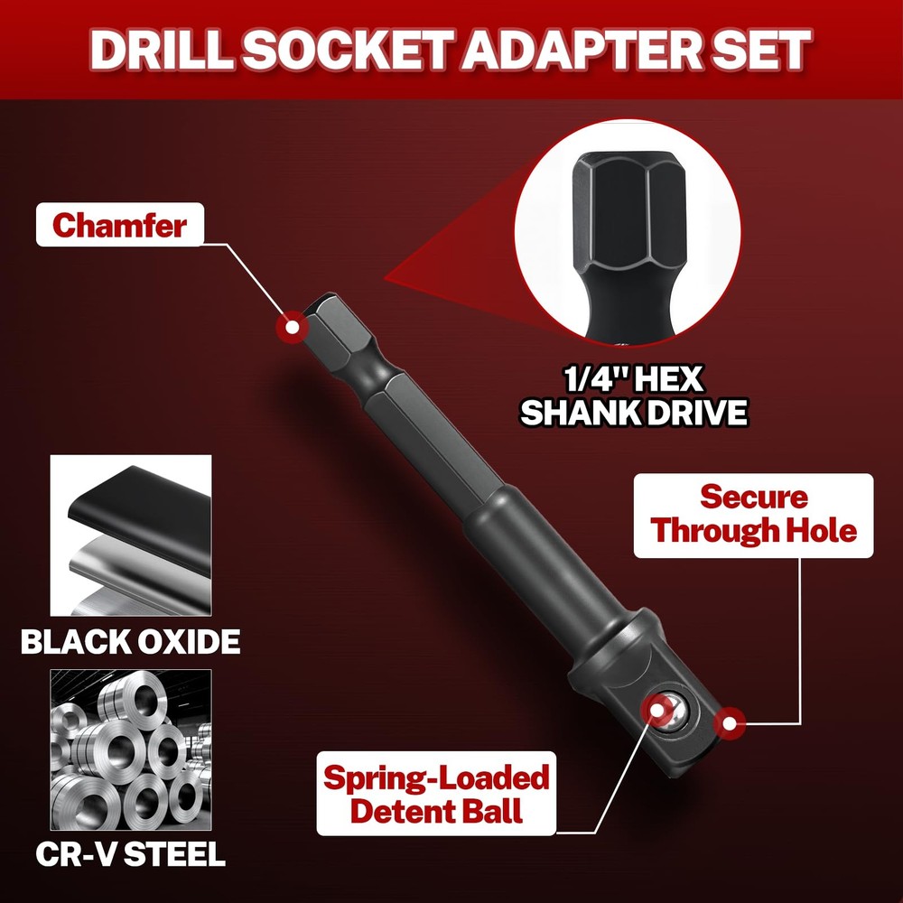 BILITOOLS Socket Adapter Set 17 Piece includes Reducer, Universal One Size