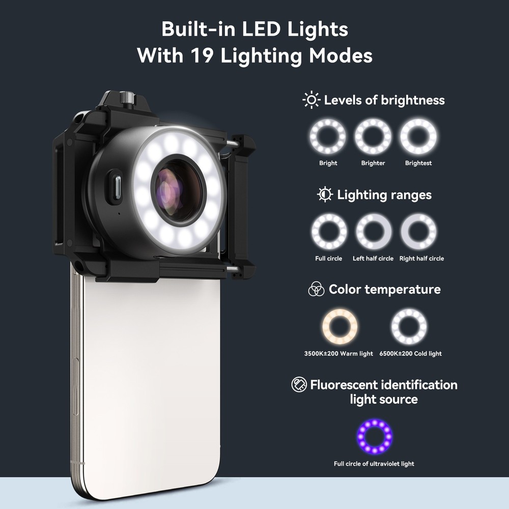 APEXEL 120X Phone Microscope Lens, For iPhone/Android, Mini Pocket Microscope