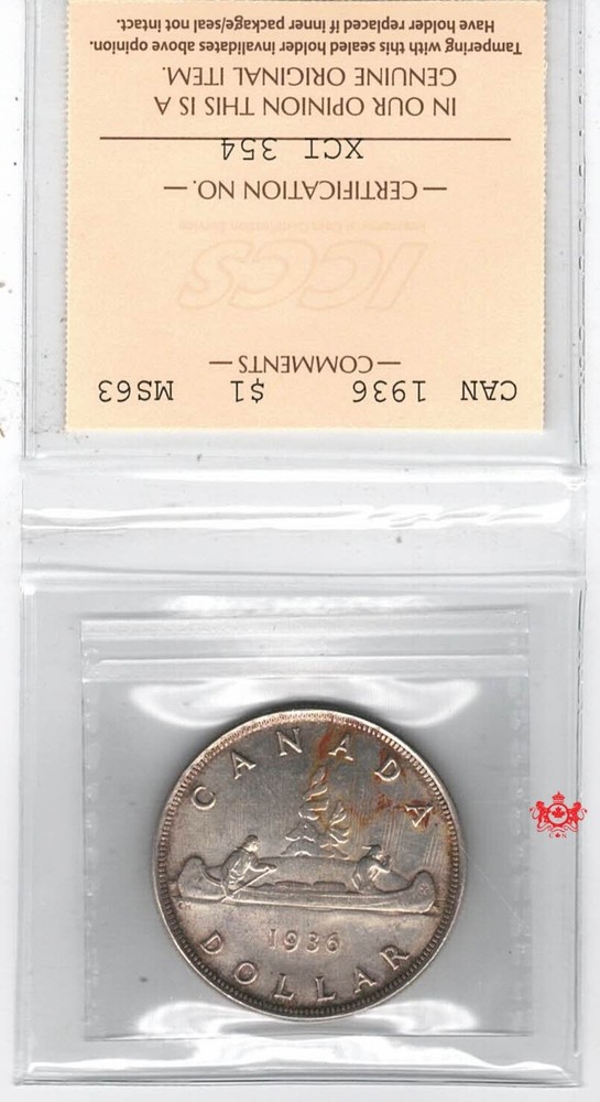 1936 Canada 1 Dollar - ICCS MS63 - XCI 354