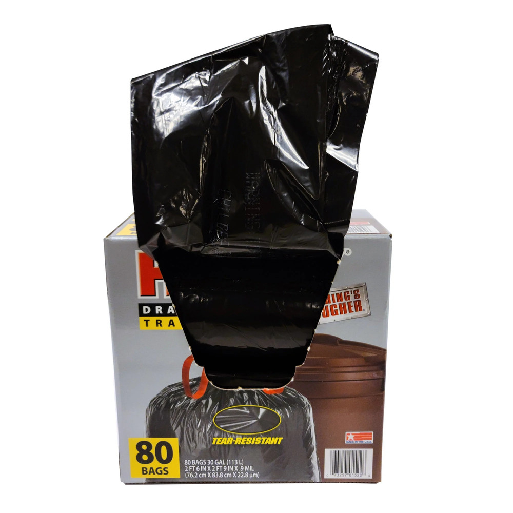 30 Gallon Large Drawstring Trash Bags, 80 Bags