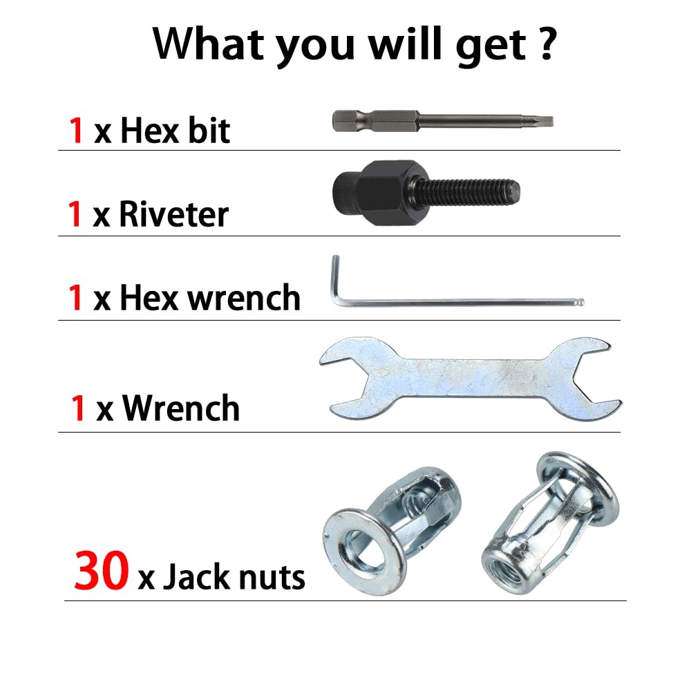 1/4 Jack Nut with Installation Tool Threaded Insert Nuts Nutserts Jack Nut Screw