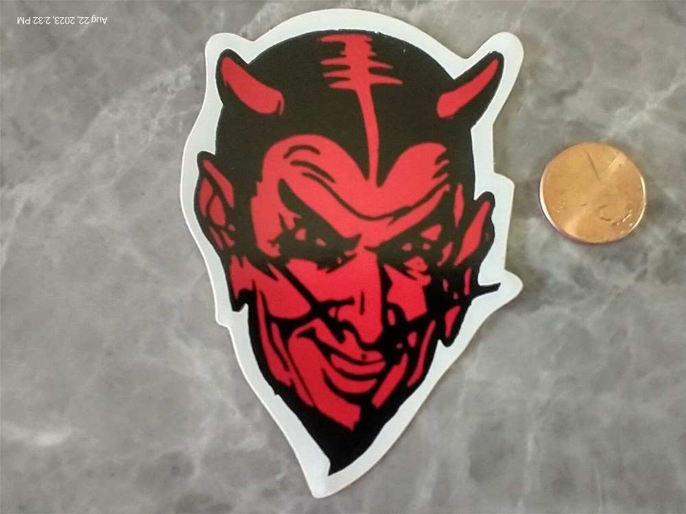 Small Hand made Decal Sticker RED DEVILS HEAD